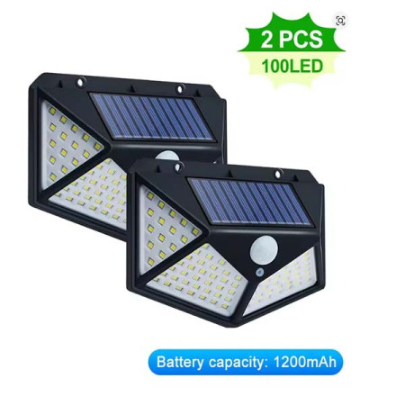 2 Pcs Outdoor 100 Led Solar Security Light With Motion Sensor