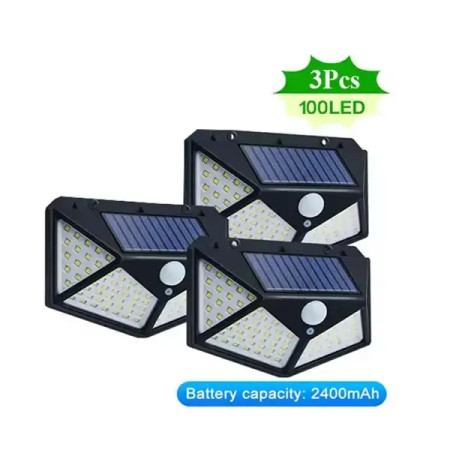 3 Pcs Outdoor 100 Led Solar Security Light With Motion Sensor