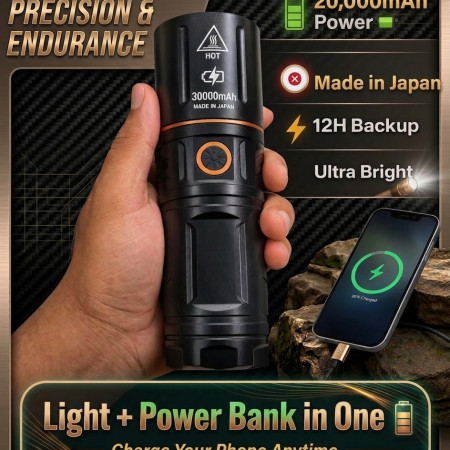 20,000mAh Jumbo Torch Light with Built-in Power Bank – Made in Japan
